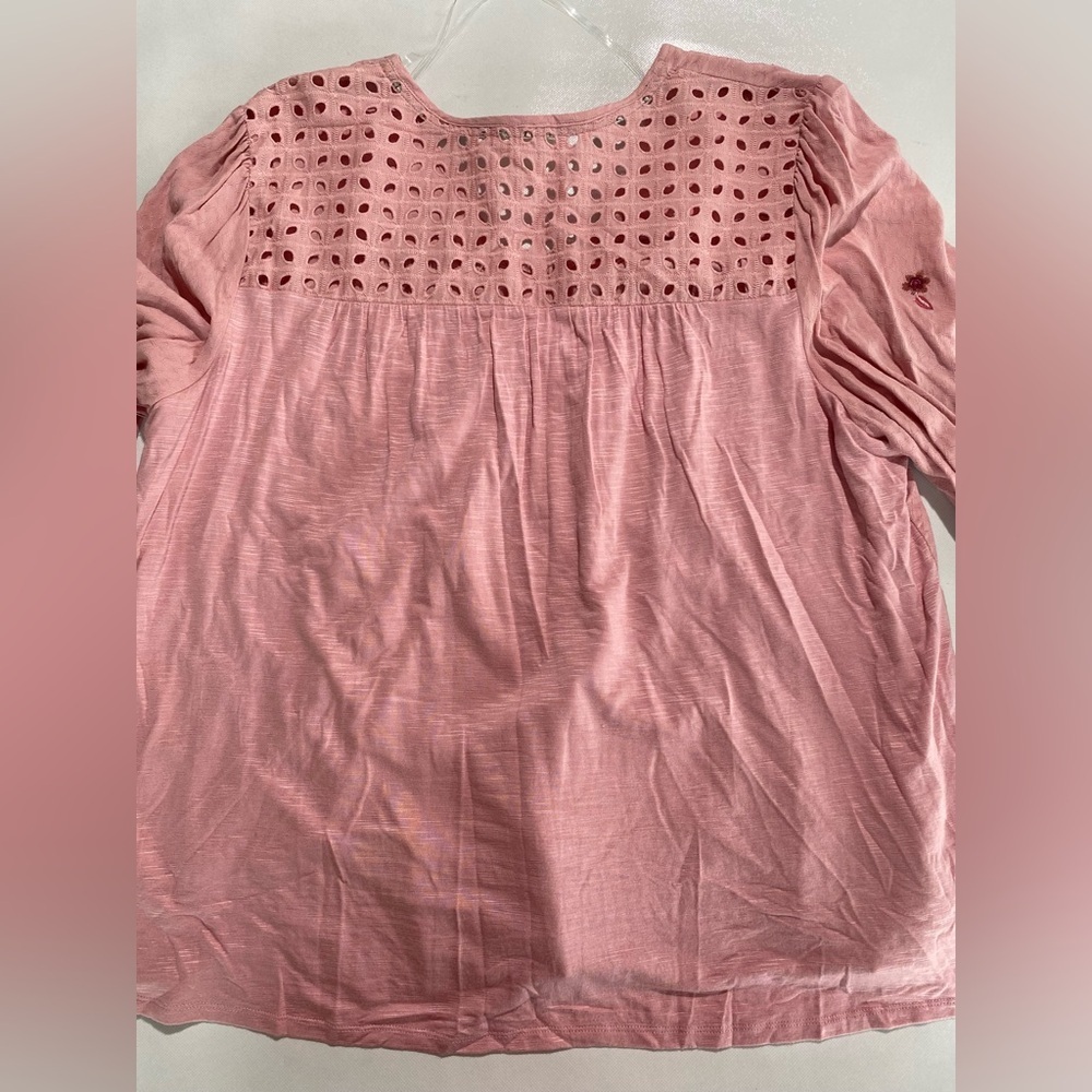 NEW Size XL Nurture by Westbound Woven V-Neck 3/4 Sleeve Blouse Orchid Pink $69 - Picture 9 of 10